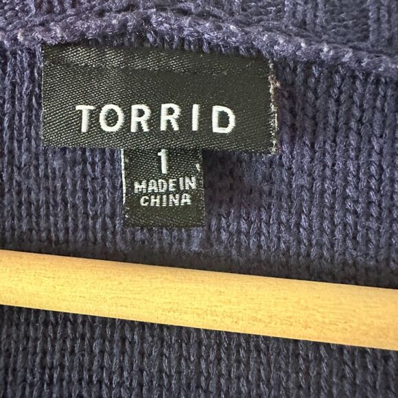 Torrid Womens Plus Soft Open Knit Cardigan Blue Draped‎ Sweater Size 1X - Picture 4 of 5
